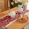 Retro Table Runner Placemat Oil Painting Jacquard Bed End Cloth Plant Flower Table Cover Tassel Table Cloth