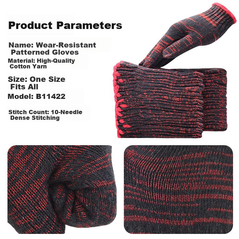Cotton Work Gloves, 24 Pairs, 1.26kg, Thickened Cotton Yarn, Wear-Resistant, Non-Slip, Dirt-Resistant Red