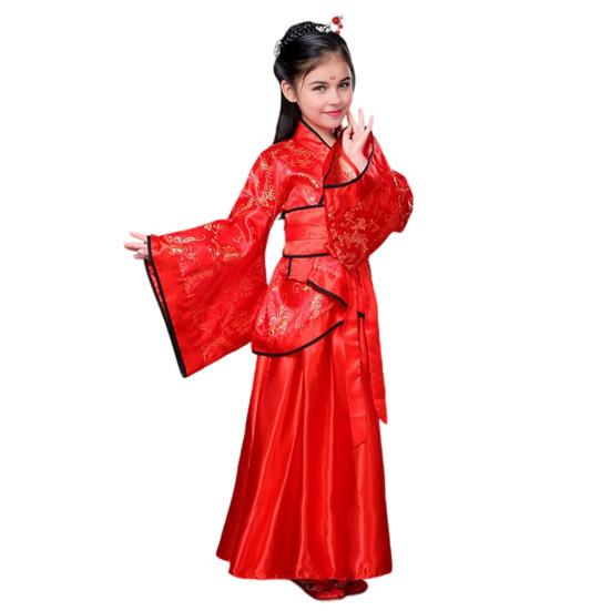 National Costume Tang Dynasty Hanfu for Girls Three-Piece Outfit Top Skirt Belt Traditional Chinese Style Childrens Clothing for New Year Travel