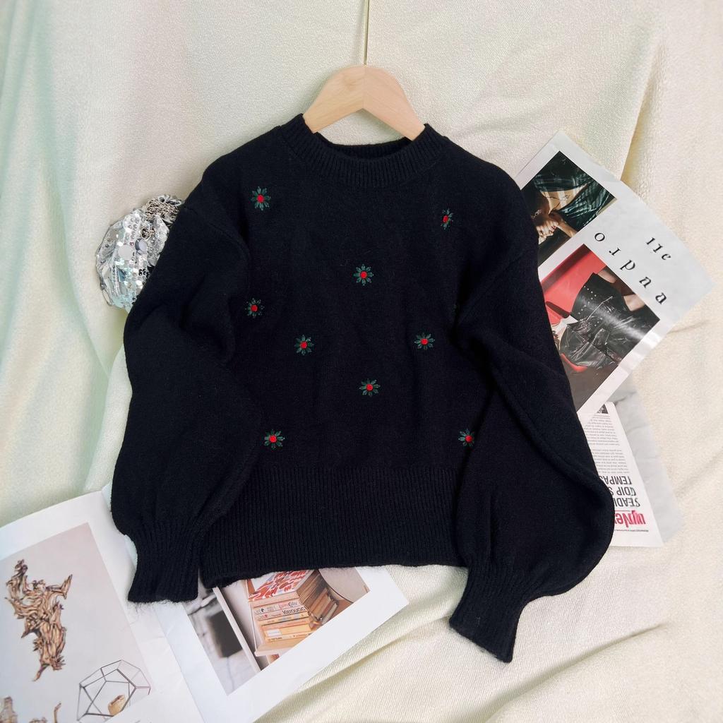 Embroidered Flower Sweater