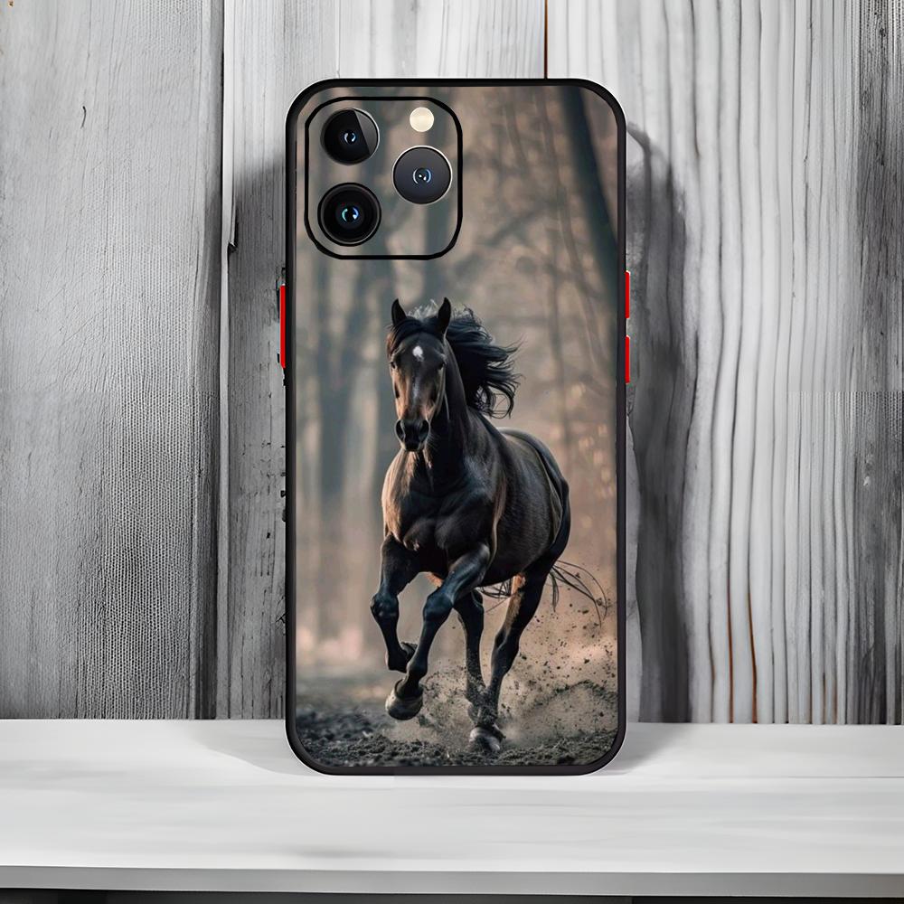 Frisianhorse Black Horse Art Phone Case Black Matte Thin Phone Case For iPhone17 16 15 14 13 ProMax