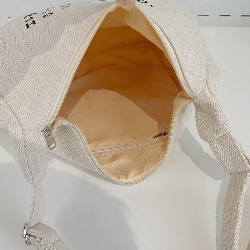 Casual canvas big bag women's new trendy large-capacity fashion messenger bag commuter shoulder tote bag