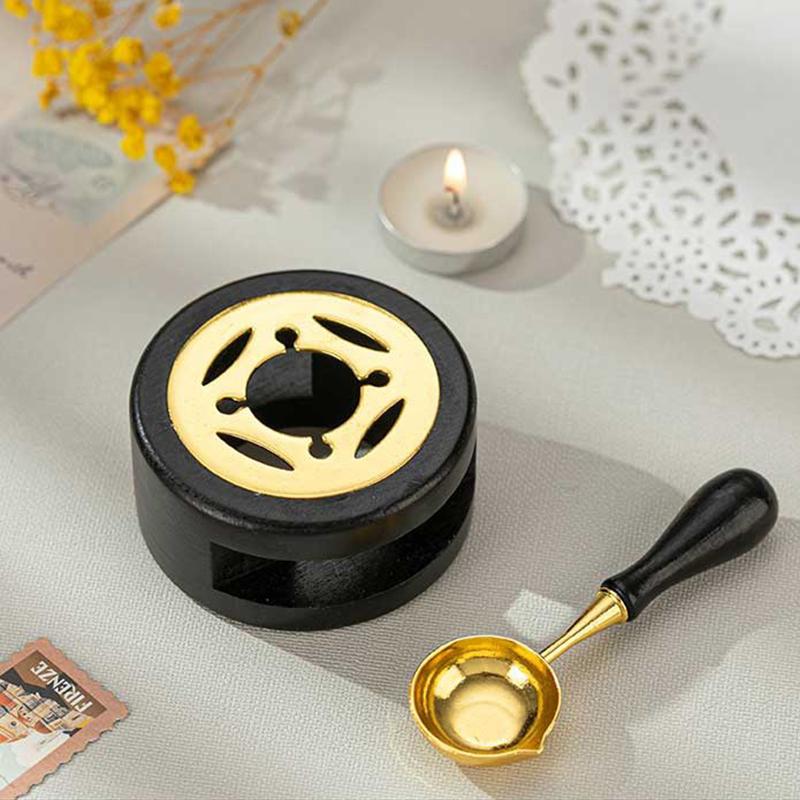 Sealing Wax 1 Set of Spoon Sealing Wax Furnace Stove Pot Seal Decorative Craft Gift Solid Wood Wax Stamp Craft Supplie SB002