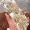 iPhone 14/15/16/17 Pro Max Gold Diamond Floral Anti-Drop Transparent Protective Case