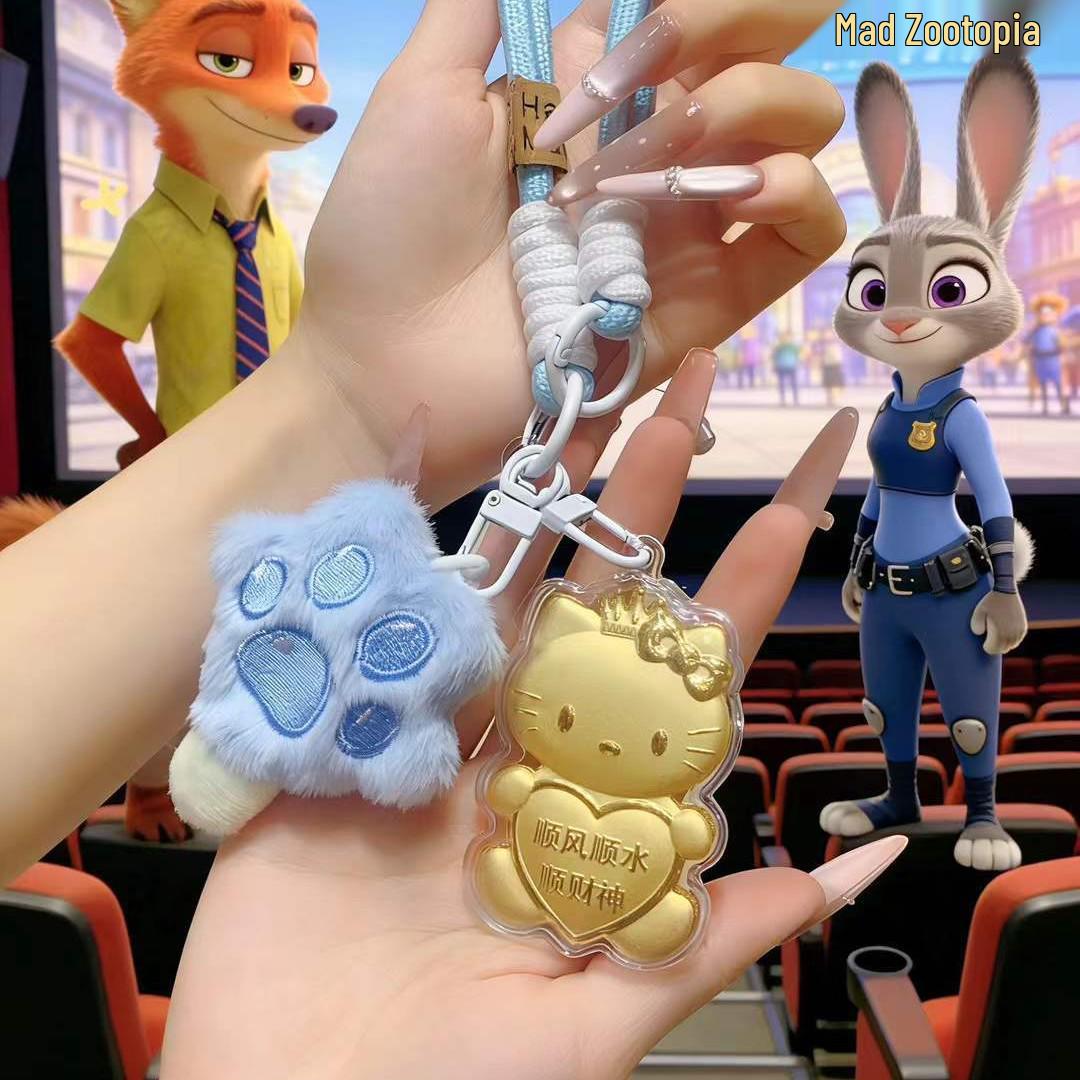 999 Pure Gold Crazy Animal Cartoon Keychain: Judy & Nick Phone Pendant, Bag Charm, Couple Gift