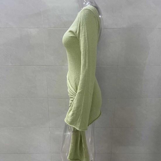 Yousheng Women's Sexy Bodycon Mini Dress Long Sleeve Backless Slim Dress Crew Neck Formal Evening Gown Party Club Dress