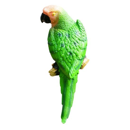 Tree Stump Parrot Ornament, Waterproof Resin Parrot Statue with Realistic Feather Texture, Outdoor Wall Mount Macaw Bird Ornament for Garden Tree