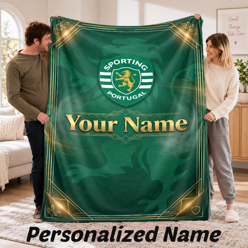Sporting CP Personalized Flannel Blanket Custom Name Text Soft Throw Blanket Home Decor