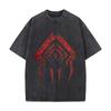 Abstract Tribal Symbol Mystical Pattern Art Vintage Distressed Washed Cotton Short Sleeve Streetwear Outfit