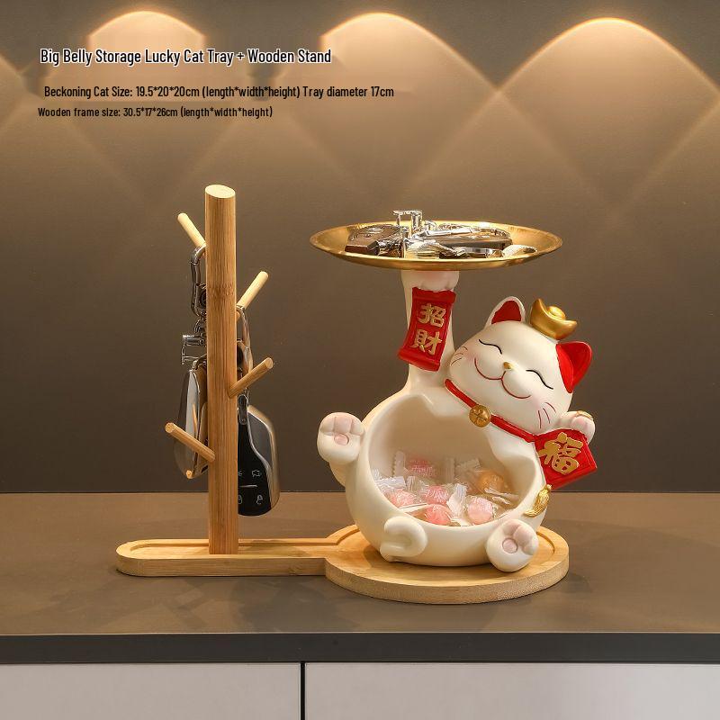 Lucky Cat Key Holder & Home Decor Ornament – Perfect for Entryway, Shoe Cabinet, or Living Room Housewarming Gift