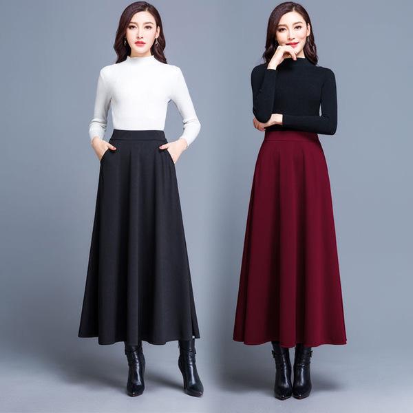 Pocket Style Elastic Waist Mid-Length Slimming Skirt – Women’s High Waist Versatile Swing Skirt, Plus Size, Square Dance