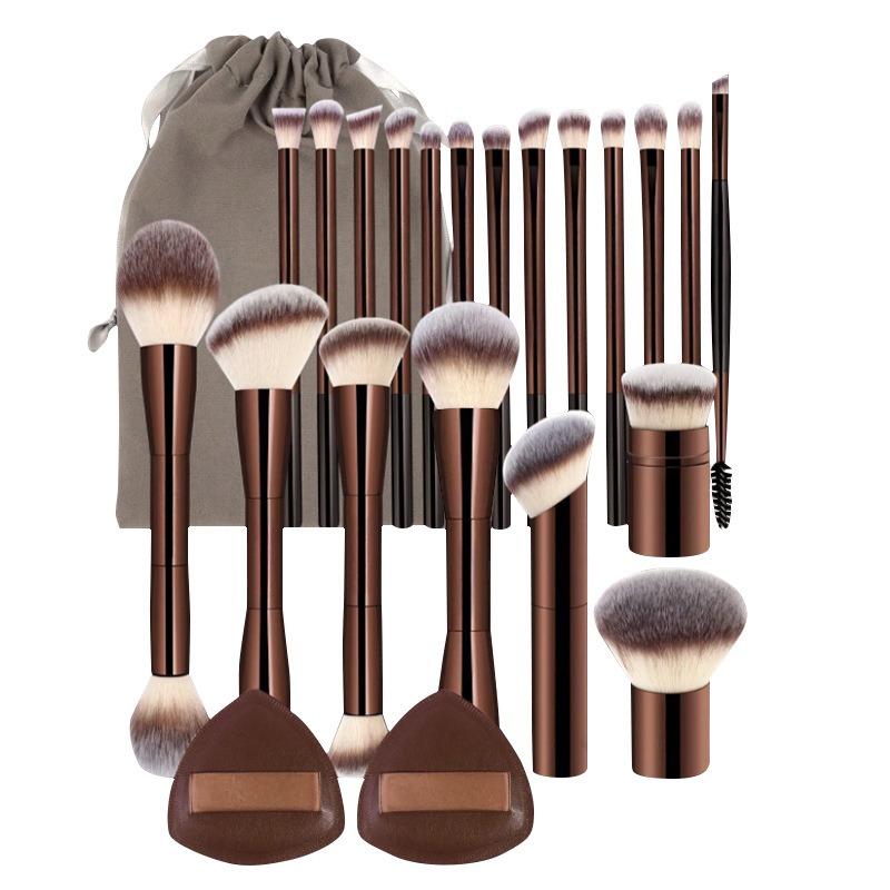 20pcs/set Professional Makeup Brushes Double Ended Foundation Concealers Blush Eye Shadow Brush for Liquid Cream Powder Blending