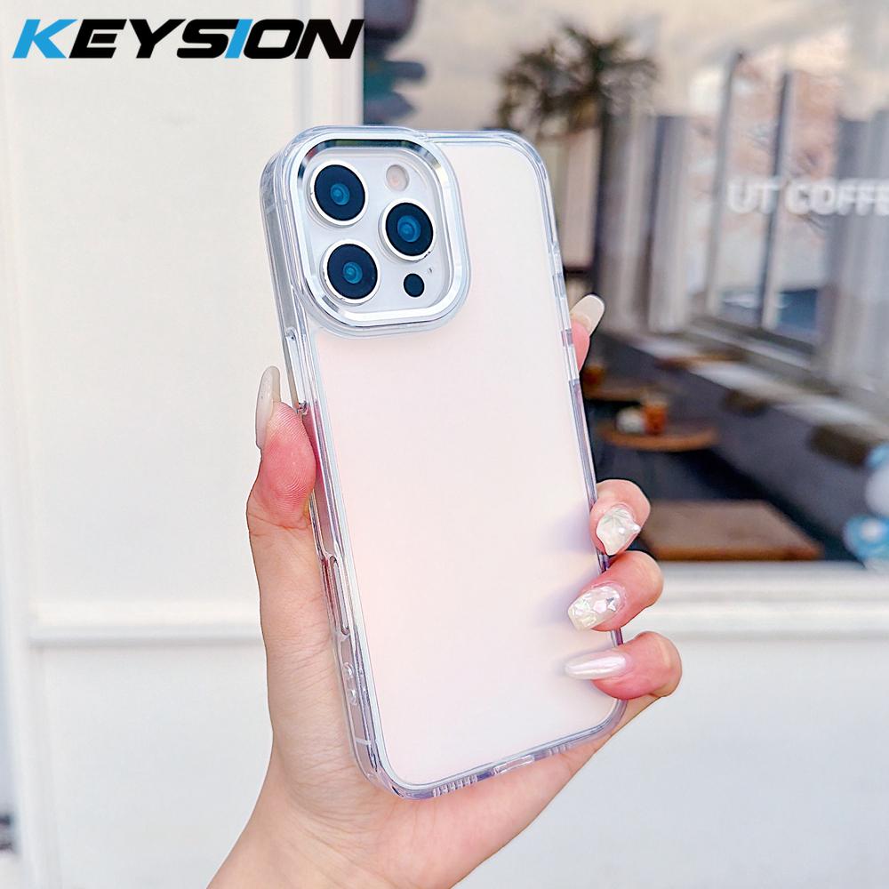 KEYSION Fashion Laser Gradient Colorful Phone Case for iPhone 16 Pro Max Soft TPU+PC Shockproof Back Cover for iPhone 16 Plus
