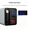 65W GaN Fast Charger with Digital Display, Retractable Type-C Cable, and Multi-Port Compatibility for Apple and Android Devices.