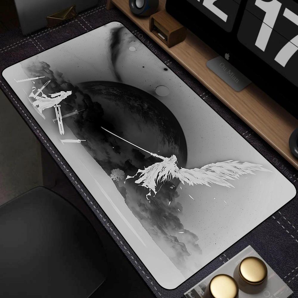 Black Anime Desktop Mat Office PC Gaming Accessories Keyboard Mouse Pad Laptop Final Fantasy Mousepad Gamer Non-slip Carpet Xxl