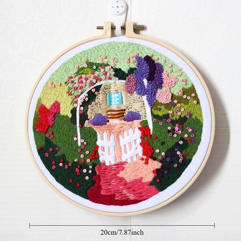1Pc European Style Architectural Landscape Garden DIY Embroidery Needlework Kit for Embroidery Hobby Beginners