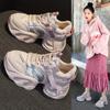 Thick-soled transparent mesh and double-layer mesh heightening dad shoes 2025 new casual versatile fashion style small women's shoes