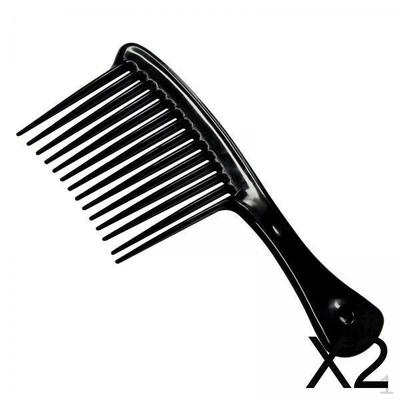 2xHair Comb Large Handle Styling Hair Tool for Thick Long Curly , Black, 2 Pcs