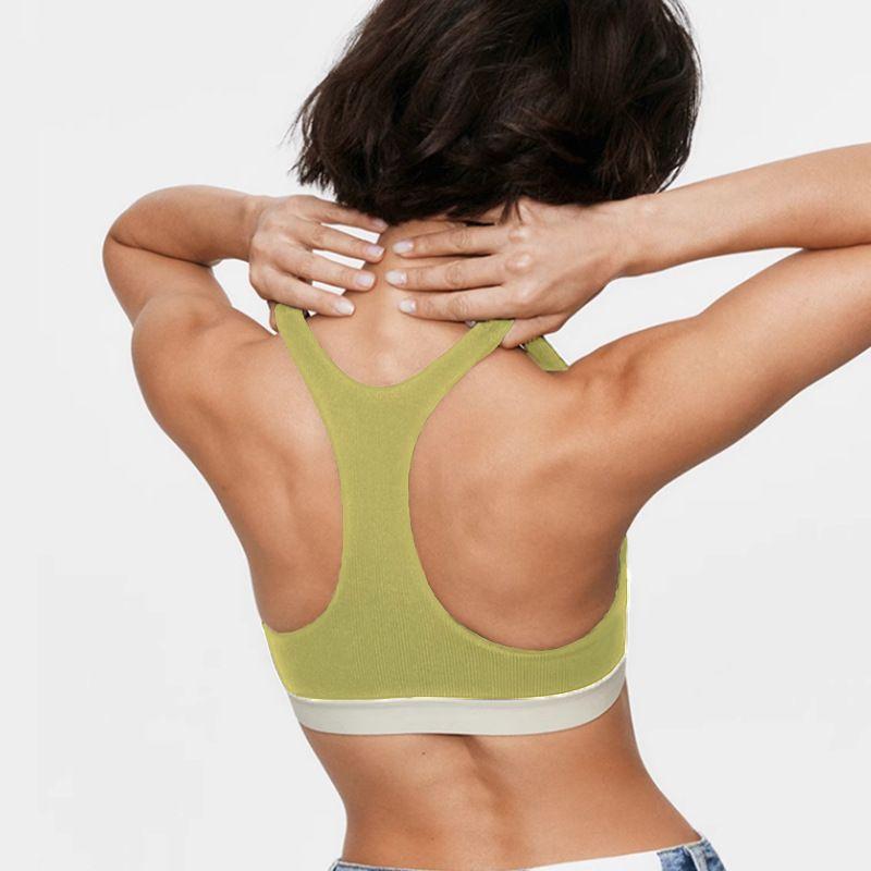 

Fashion Contrast Color Sports Bra Female Workout Underwear Bubble Wrap Fashion Beauty Vest Yoga Clothes Beauty Back and Push up Sexy Elastic L AS24-685 hit Green