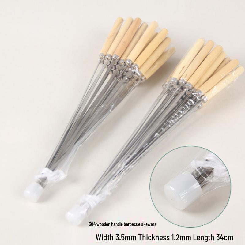 Handon Stainless Steel BBQ Skewers with Wooden Handle