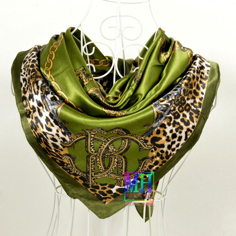 [BYSIFA] China Silk Scarf Shawl For Women  Winter Peony Chain Design Large Square Scarves Wraps Spring Autumn Head Scarves