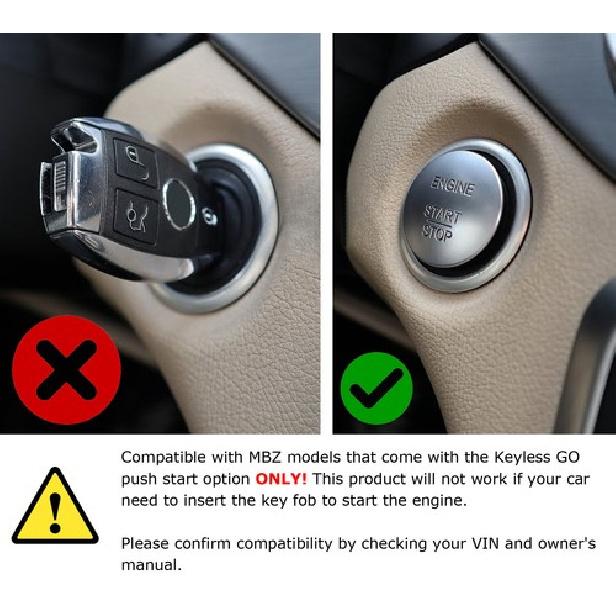 Satin Silver Engine Start/Stop Push Button Replacement For Mercedes Gen1 Push Go