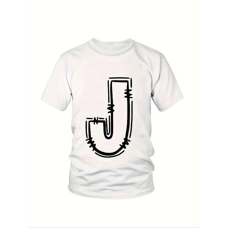 Europäische Größen Große Größen Buchstabe J Trendiges bedrucktes T-Shirt, GROSSE GRÖSSEN