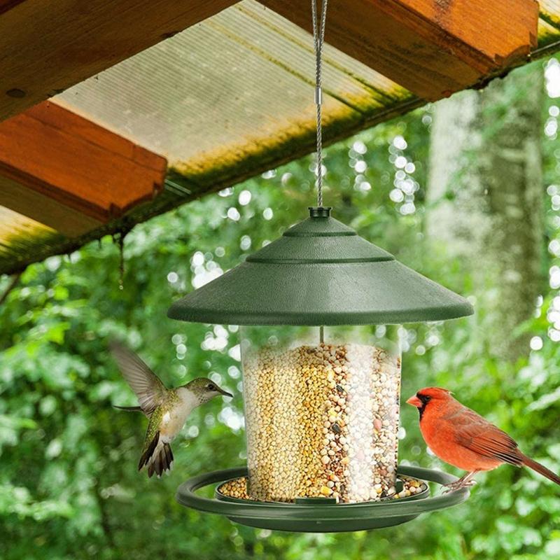 Bird Feeders for Outside Hanging Plastic Wild Bird Feeder with Perch Squirrel Proof Garden Decoration for Bird Watchers