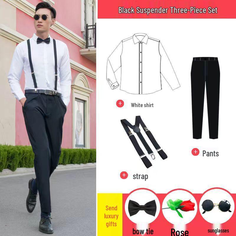 Westlicher Trauzeugen-Westenanzug: Dreiteiliges Set mit Hemd und Anzug, perfekt für Herbst-/Winterhochzeiten.