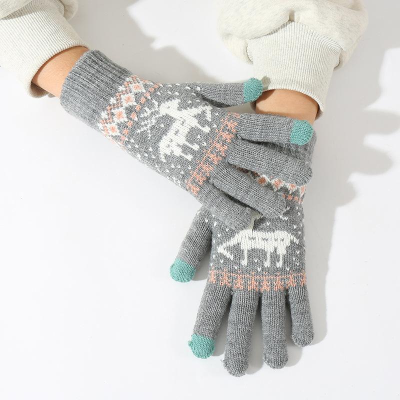 Updated gloves cute deer velvet thickened cold and warm riding