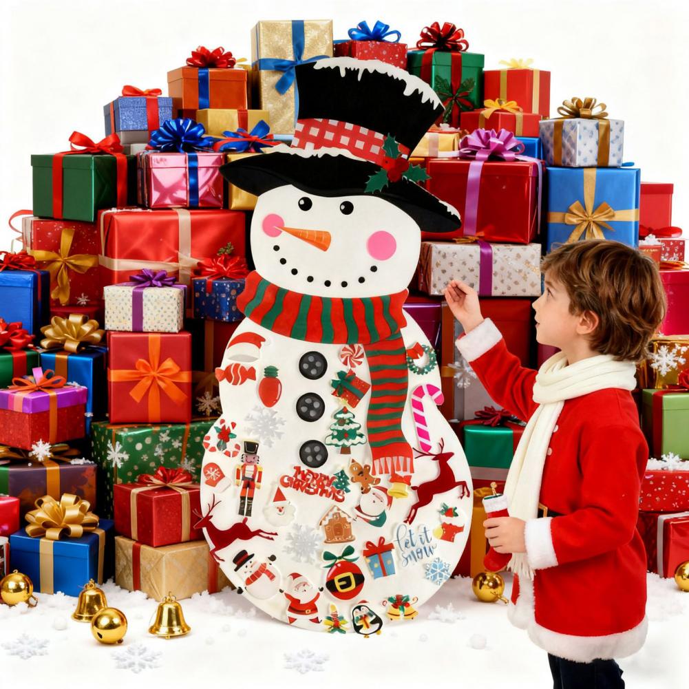 Diy Felt Snowman Kit Christmas Felt Decorations Winter Holiday Diy Felt Snowman Set with 34 Detachable for Christmas for Party