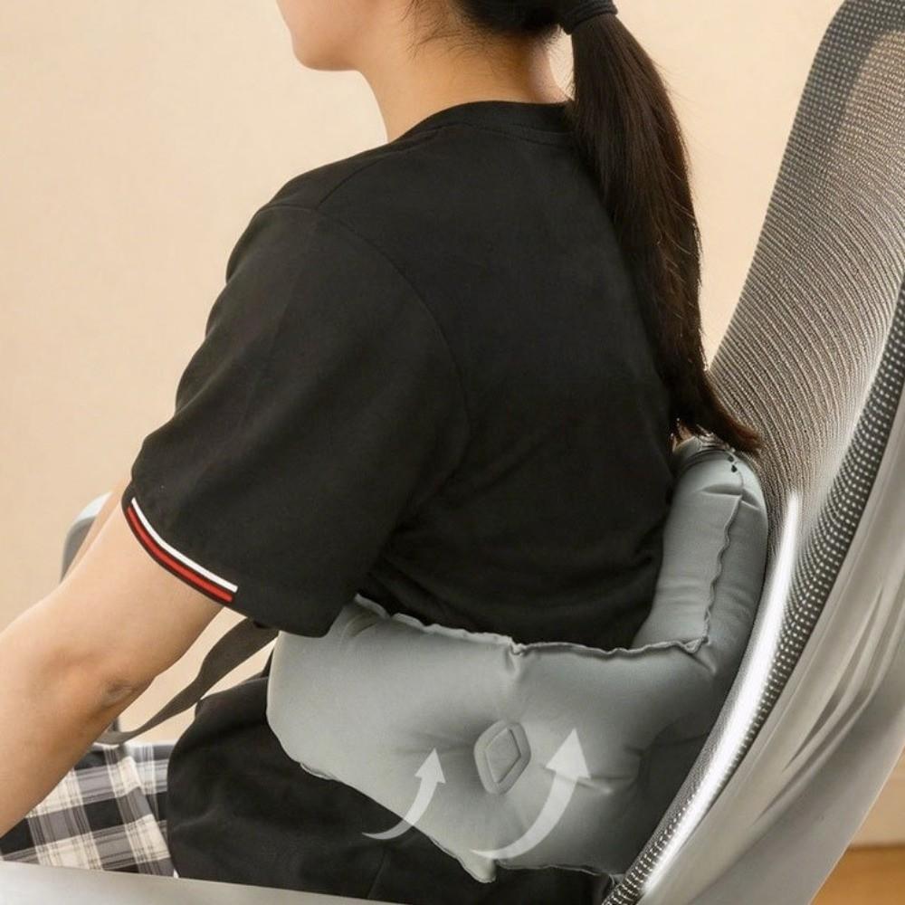 Foldable Lumbar Support Cushion Press Self-Inflation Inflatable Backrest Airplane Sleep