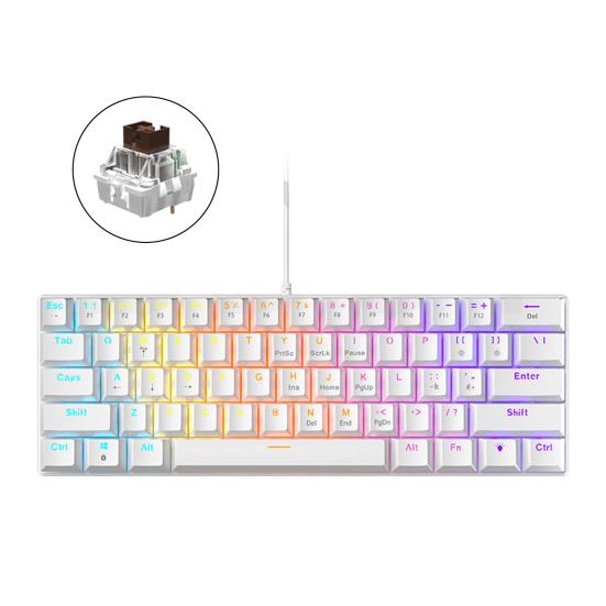 61-клавишная механическая клавиатура с эффектами RGB-подсветки, эргономичный дизайн, регулируемая универсальная проводная игровая клавиатура Plug-Play