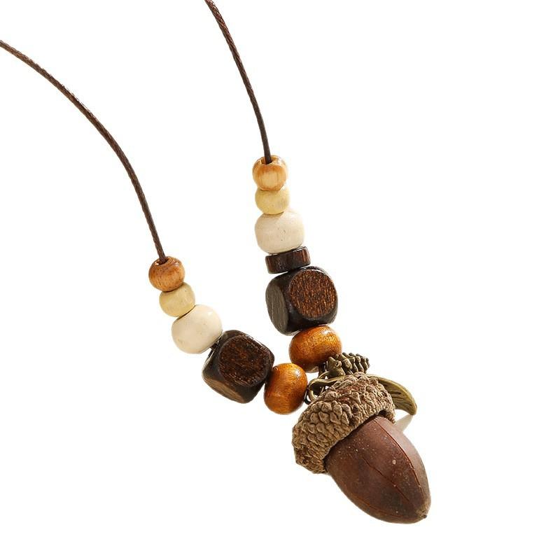 Bodhi Flower Necklace - Women's Wooden Long-sleeved Sweater Chain - Versatile Drawstring Necklace