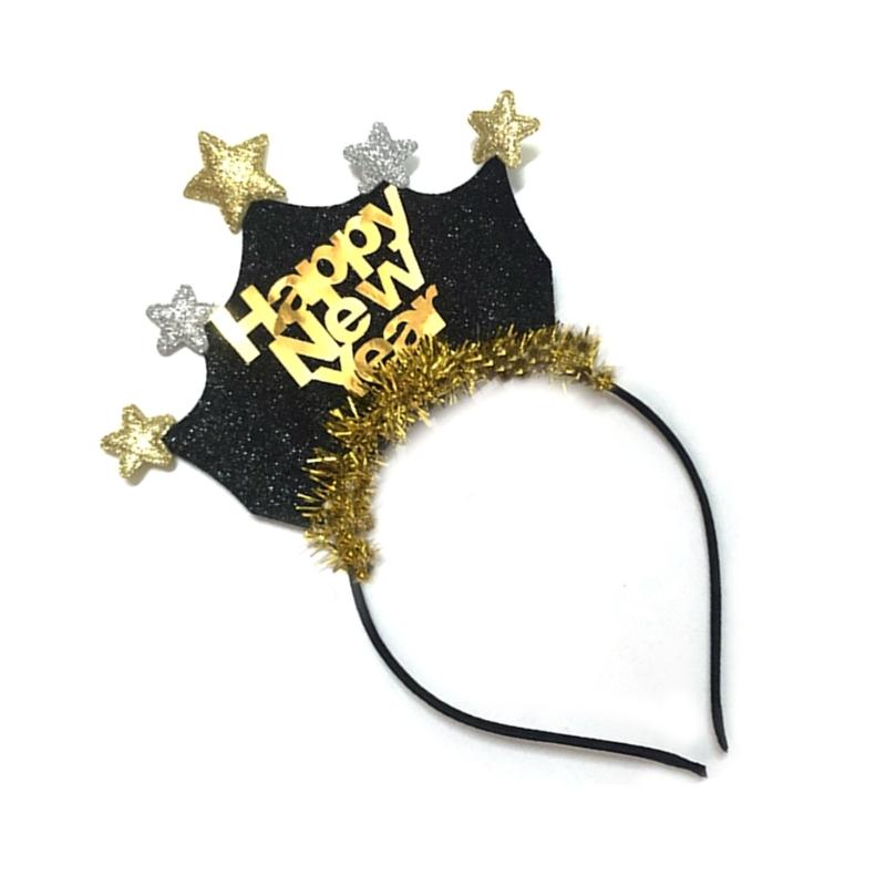Star New Year Eve Sequins Headbands Crown 2023 Hair Hoop Fluffy Cute Hair Accessories Party Costume Photo Props