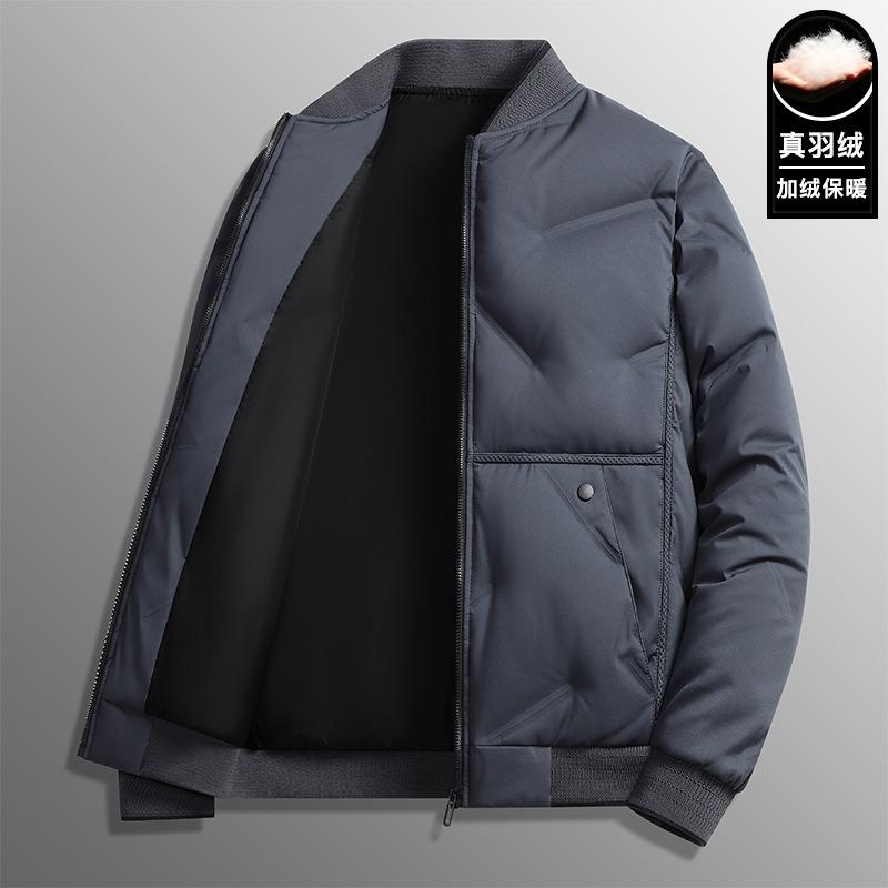 % Gray Duck Down Jacket Men's Winter Baseball Collar Thermal Casual Jacket Men's Cold-proof Down