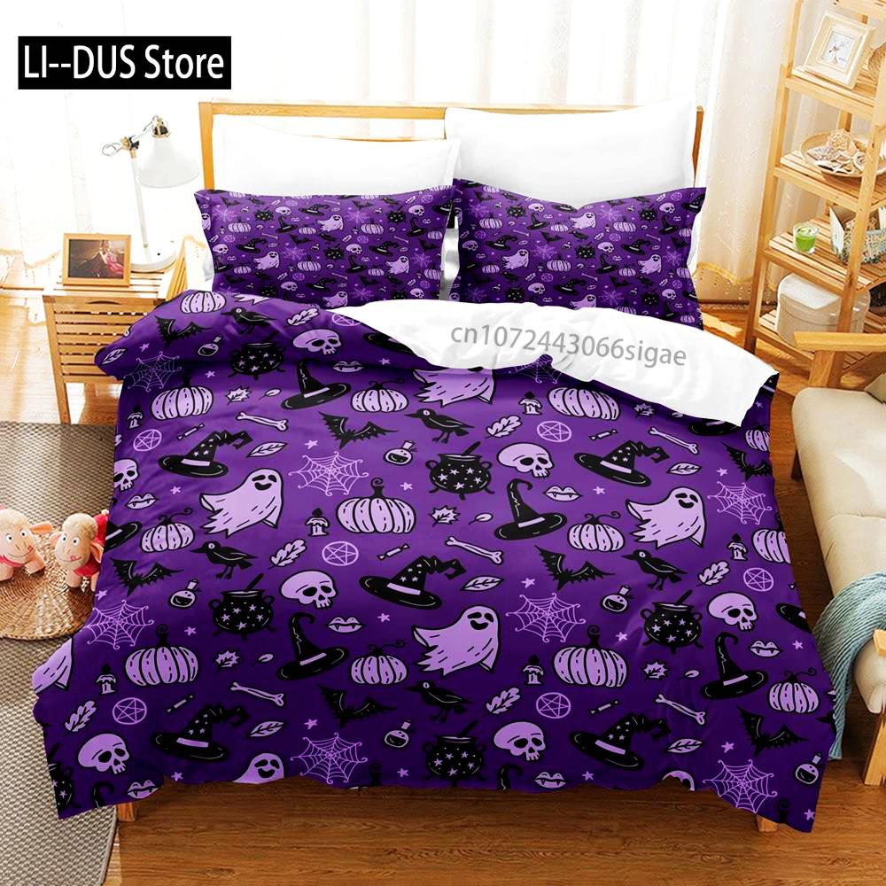 

Happy Halloween Bedding Set 3D Printing Pumpkin Ghost (No Core)Suitable For Bedroom Duvet Cover Set Gift Holiday Halloween Decor 135x200cm