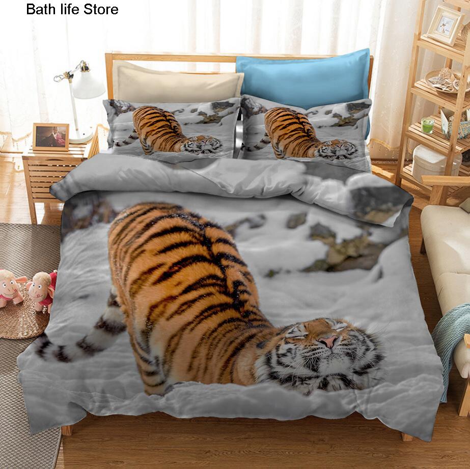 3D Fashion Digital Printing Tiger Bedding Set Children Bed Linen Set Animal Bed Duvet Cover Set Twin For Adults Boys King Size