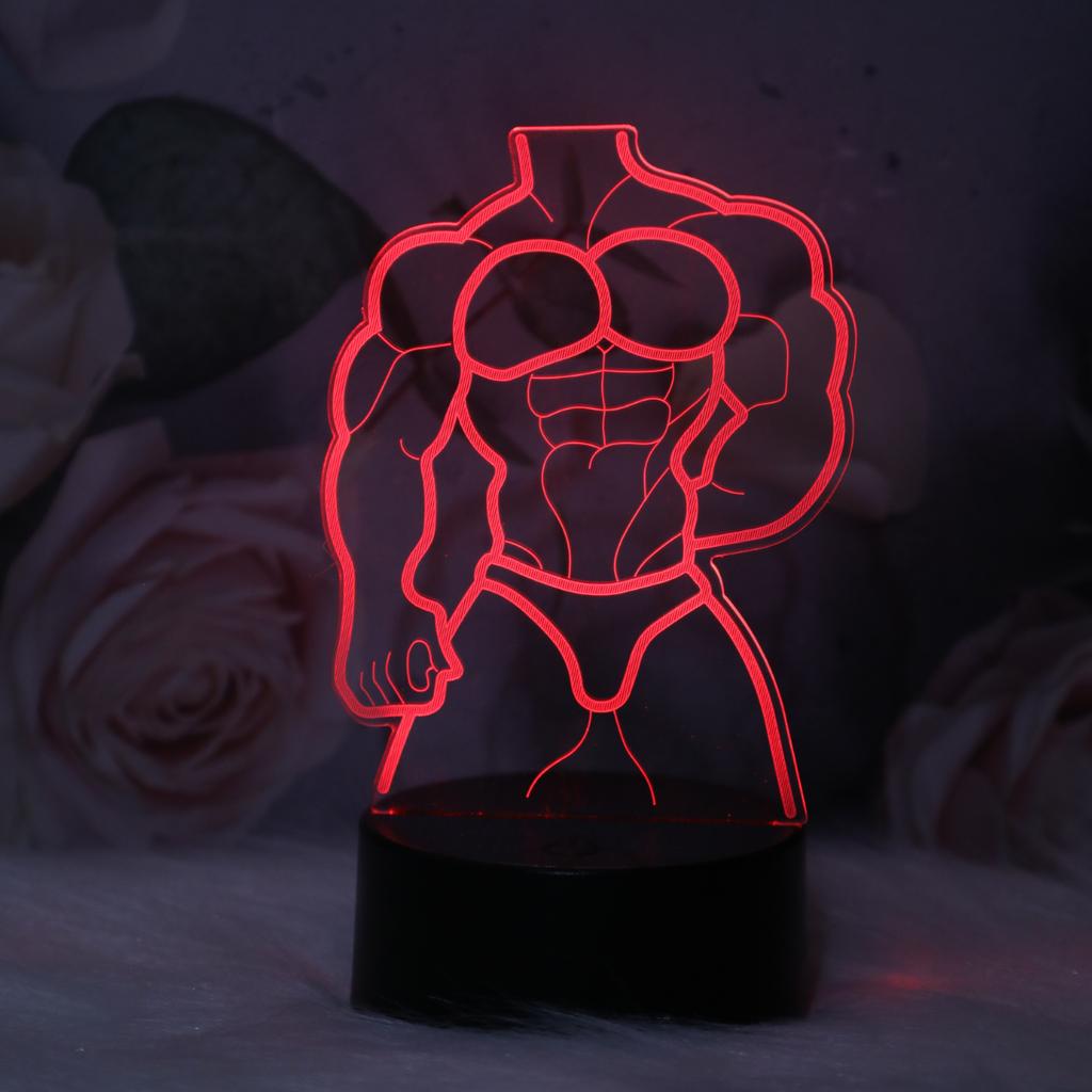 Touch seven color gradient muscle male 3D night light, desktop, bedroom atmosphere decoration light, room decoration light