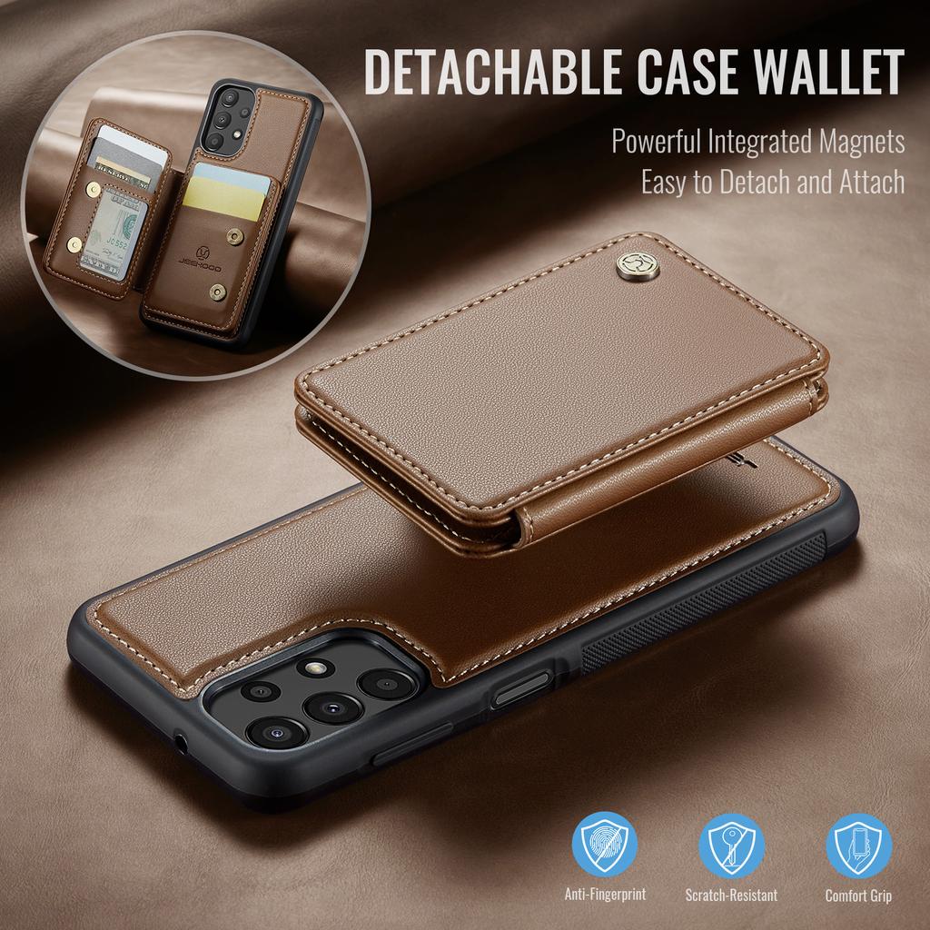JEEHOOD J05 For Samsung Galaxy A13 4G Case Leather Mobile Cover with Detachable Magnetic Card Bag