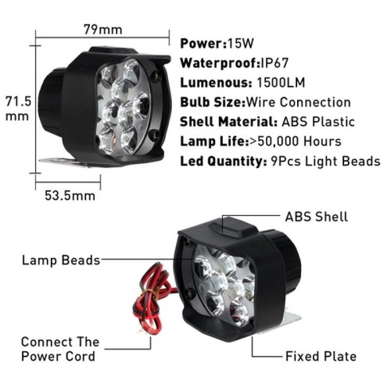 6/9LED 12V Motorcycle Headlights Universal White Super Bright Working Front Light 10W LED Scooters Spotlight Moto Fog Lampht