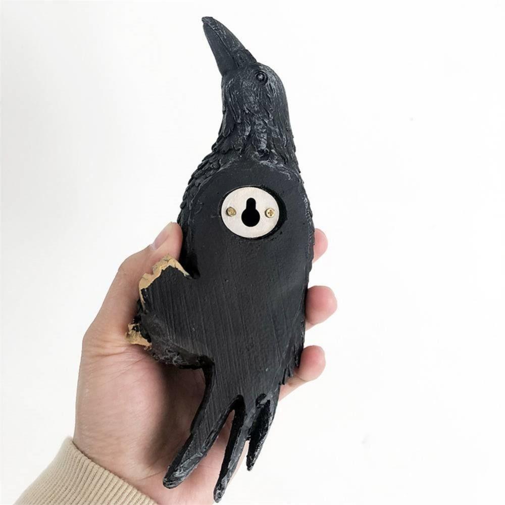 Creative Resin Raven Statue Realistic Interesting Bird Statue Raven Black Outdoor