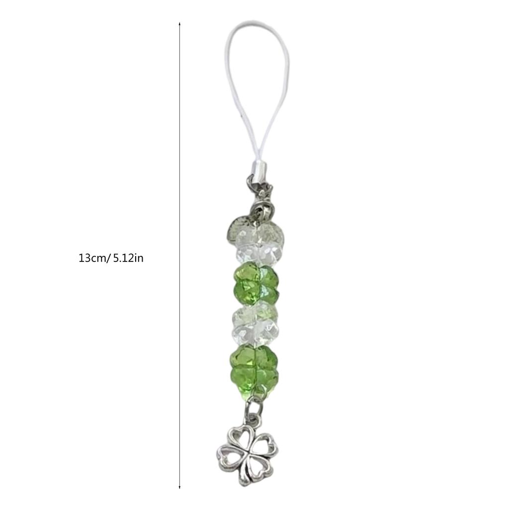 Handcrafted Beaded Four Leaf Clover Phone Charm Fashion Keychain Bag Hanging Accessory for Good Luck and Happiness