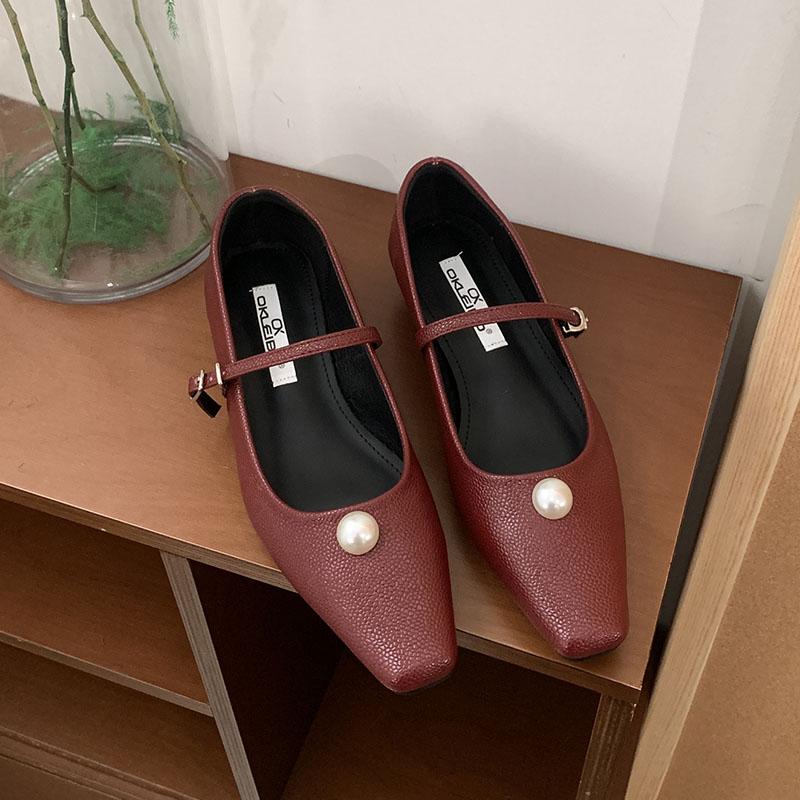 Fashion 2025 New Fashion Shallow Women Low Heel Pumps Shoes Female Buckle Strap Footwear Pointed Toe Ladies Heeled Shoes