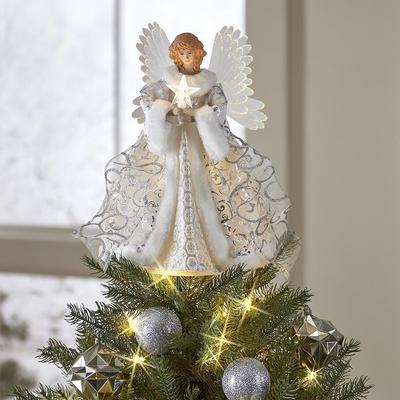 Fournitures de Festival Poupée Ange Dorée Sommet d'Arbre Illumination LED Durable Étoile de Sommet d'Arbre de Noël Pendentif Lumineux LED Délicat Noël