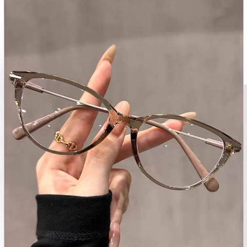 Women Anti Blue Light Cat Eye Metal Frame Glasses Fashion Men Glasses