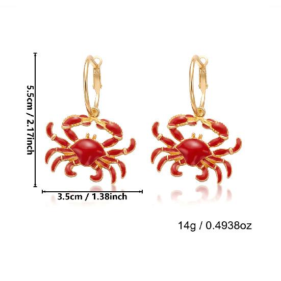 New holiday-style exaggerated lobster and crab imitation pattern earrings, creative design seaside earrings 1