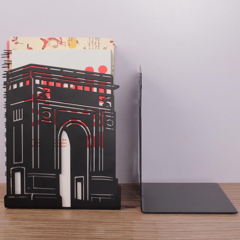 Creative Wrought Iron Metal Book Storage Rack and Personalized Hollowed-Out Bookends