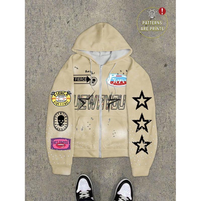Spring and Autumn Men s Hooded Zipper Jacket Trendy Fashion Versatile Loose Sports Cardigan Sweater S