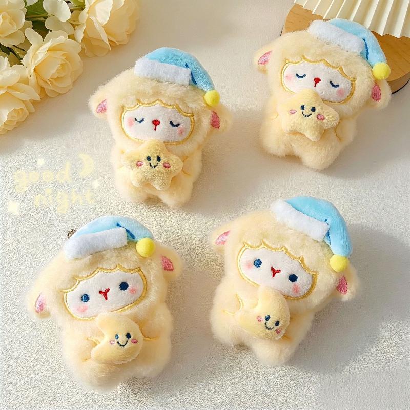 Cartoon Fluffy Sheep Keychain Soft Mini Stuffed Lamb Pendant Anime Style Bag Decor for Kids Birthday Party Favors